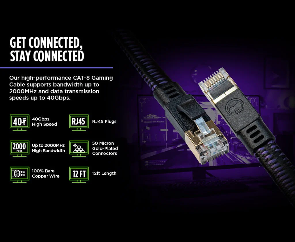 12’ CAT-8 Ethernet Gaming Cable™ - Image 7